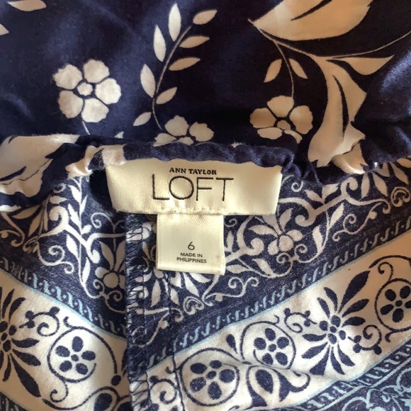 Ann Taylor Loft 100% Cotton Navy-Azure-White Halter Top - Picture 8 of 9